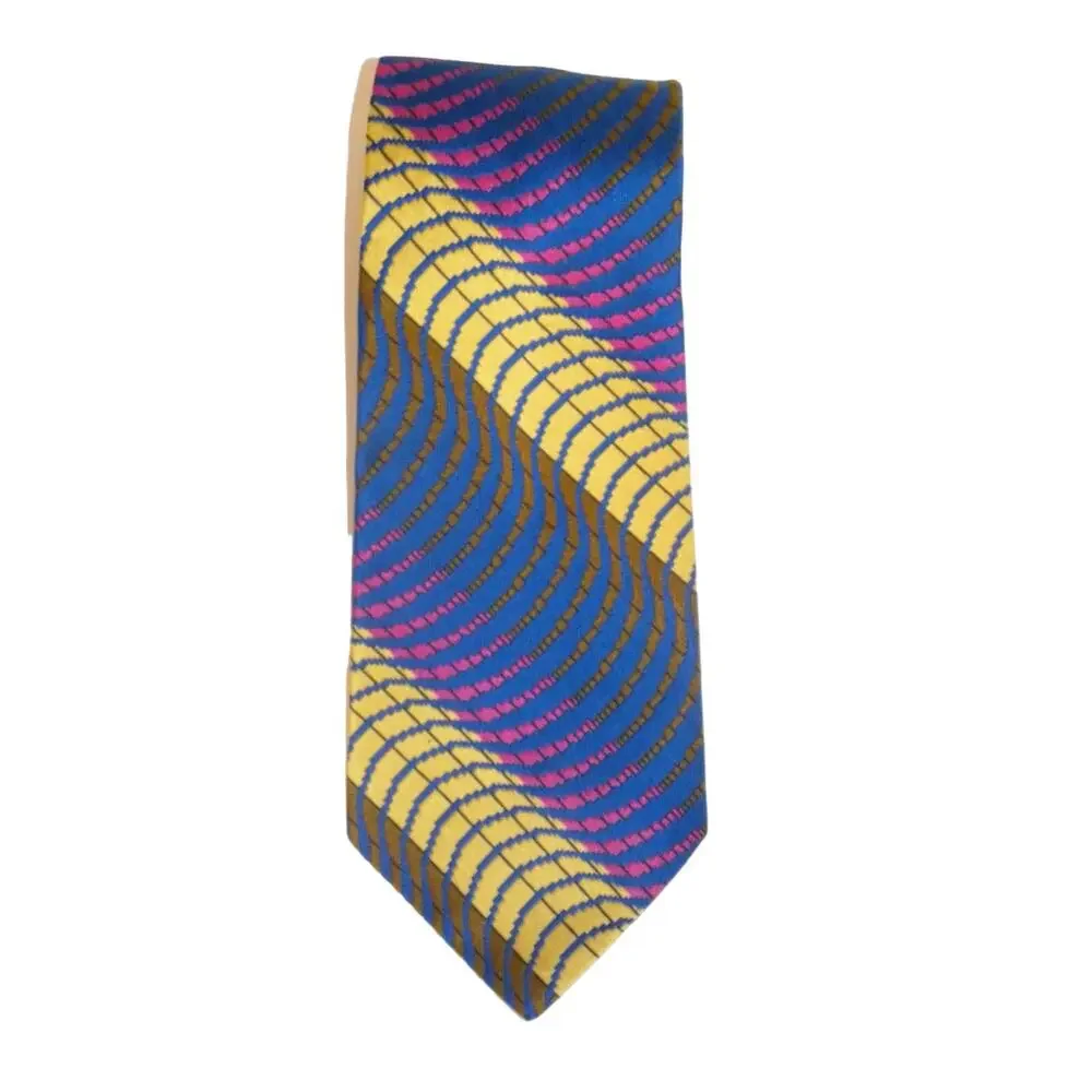 Vintage 60s 70s Olga Marina Wide Mod Optical Stripe Necktie